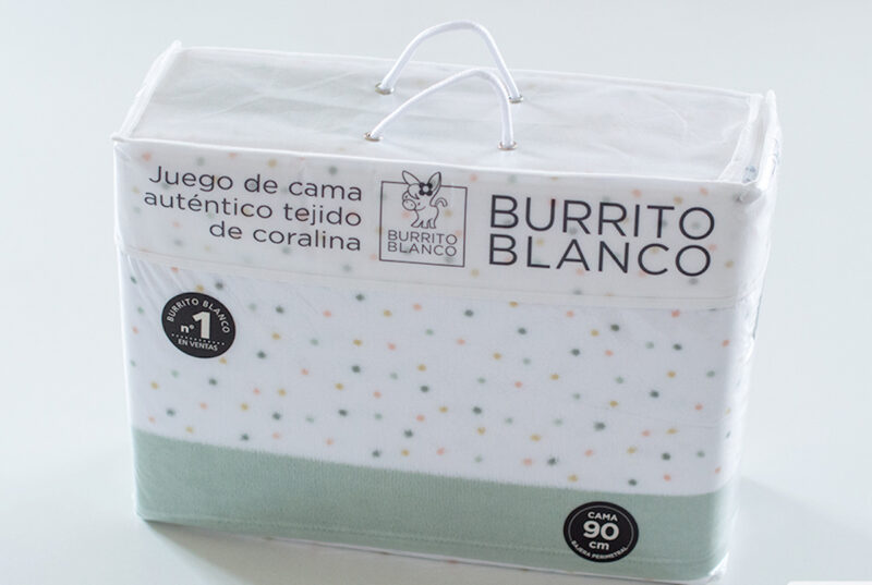 Juego de Sábanas Topitos Coralina Burrito Blanco