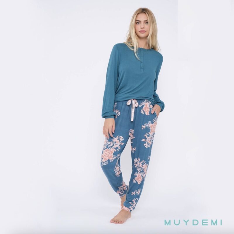 Pijama Floral Turquesa Muydemi