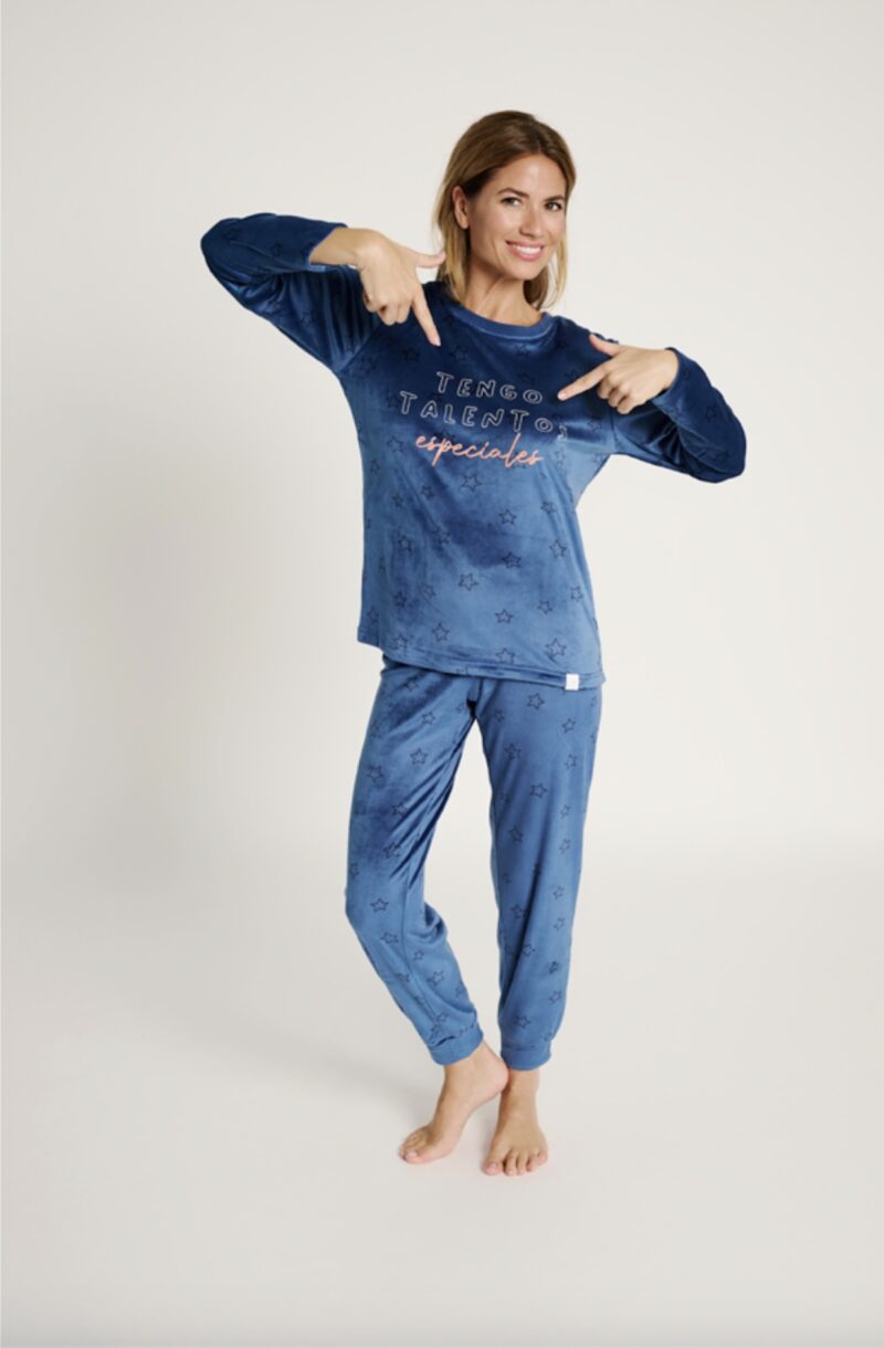Pijama Terciopelo Azul Muydemi