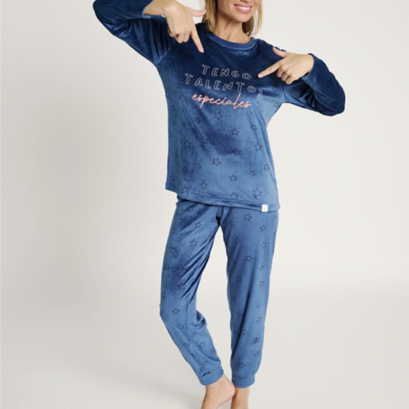 Pijama Terciopelo Azul Muydemi
