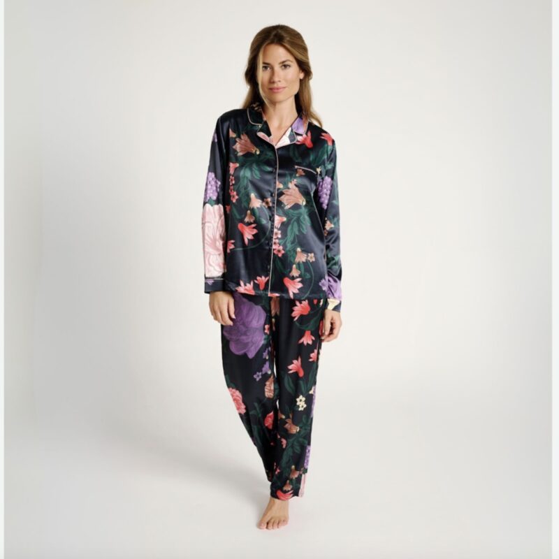 Pijama Camisero Floral Seda Muydemi
