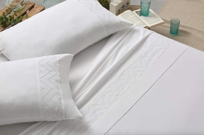 Sábanas bordadas Zig zag percal 200 hilos