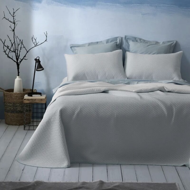 Colcha Reversible Burrito Blanco Azul