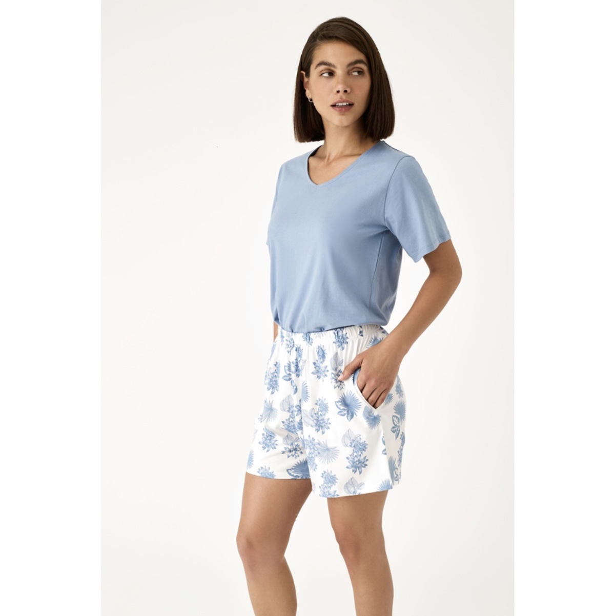 PIJAMA AZUL MANGA CORTA ALGODON PROMISE